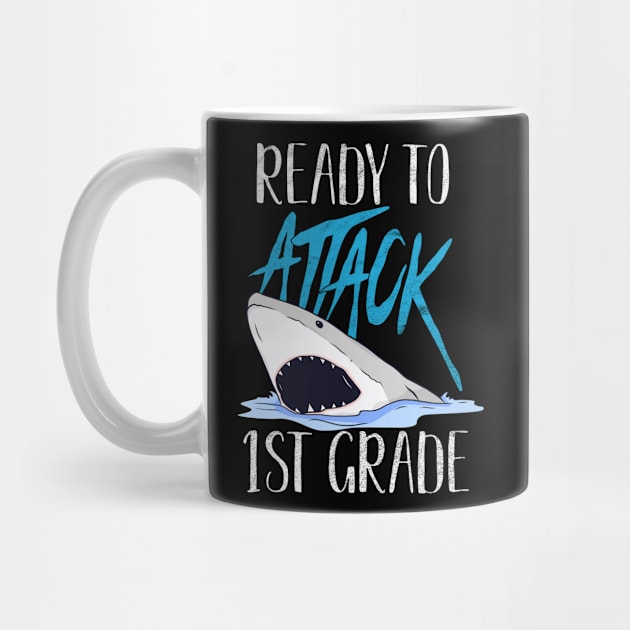 Funny Ready To Attack 1st Grade Shark First Day of School Gift by BadDesignCo